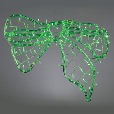  "BOW, 96 LED MOTIF 4m 2-WIRE ROPE LIGHT & 96 LED STRING LIGHTS WITH ADAPTOR (36VDC), GREEN, IP44, 60x45cm, WHITE CABLE, 5m 
