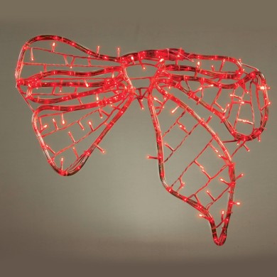  "BOW, 96 LED MOTIF 4m 2-WIRE ROPE LIGHT & 96 LED STRING LIGHTS WITH ADAPTOR (36VDC), RED, IP44, 60x45cm, WHITE CABLE, 5m 