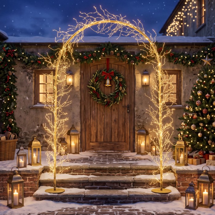 LED CHRISTMAS ARCH GOLDEN WW IP44 H2300MM Φ1300MM 1440LED 24V 12W 10% FLASHING 5M LEADWIRE
