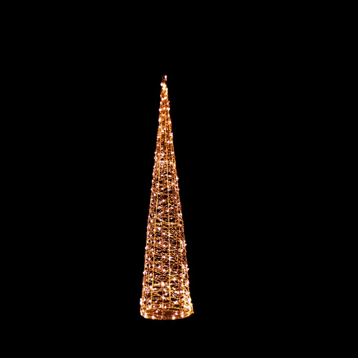 LED CHRISTMAS CONE GOLDEN WW IP44 H600MM  200LED 4.5V 3.6W 10% FLASHING 5M LEADWIRE
