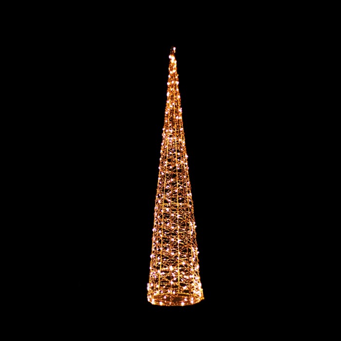 LED CHRISTMAS CONE GOLDEN WW IP44 H800MM 300LED 4.5V 3.6W 10% FLASHING 5M LEADWIRE

