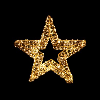 LED CHRISTMAS STAR GOLDEN WW IP44 HEIGHT:500MM DIAMETER:480MM 500LED 220-240 V/4.5V 3.6W 10% FLASHING 5M LEADWIRE 70x480x480MM


