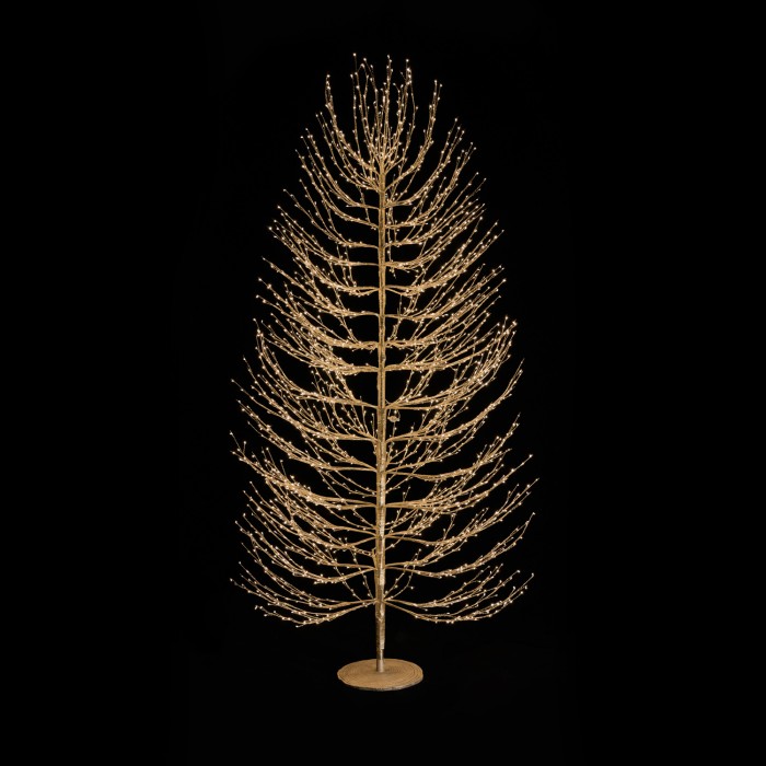 LED CHRISTMAS TREE SCULPT GOLDEN WW IP44 H1800MM 2000LED 24V 12W 5M LEADWIRE
