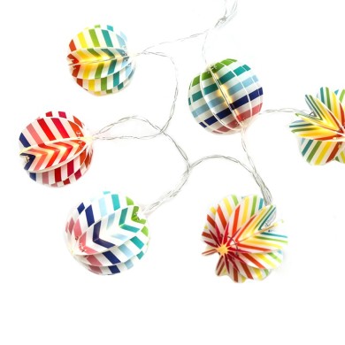 “PAPER DECORATIVE STRING LIGHTS” MULTICOLOR BALL 10 LED STRING LIGHTS WITH BATTERIES (2xΑΑ) WARM WHITE IP20 135+30cm TRANSPARENT CABLE  