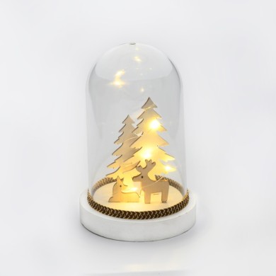 "PLASTIC COVER CHRISTMAS MOTIFS", DEERS, 8 MINI LED LIGHTS WITH BATTERY (2xAAA), WARM WHITE, IP20, D12x18cm 