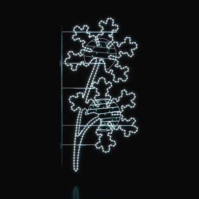 STREET POLE XMAS DOUBLE SNOWFLAKE MOTIF 60 WHITE STEADY LED 15m ROPE LIGHTS 1,5m CABLE IP65 1850x900x50mm
