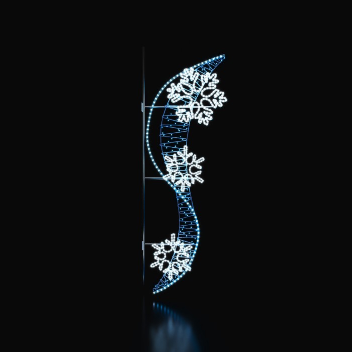 STREET POLE XMAS "S" W/ SNOWFLAKES MOTIF 100 WHITE&BLUE STEADY LED 13m ROPE LIGHTS 1,5m CABLE IP65 1850x630x50mm
