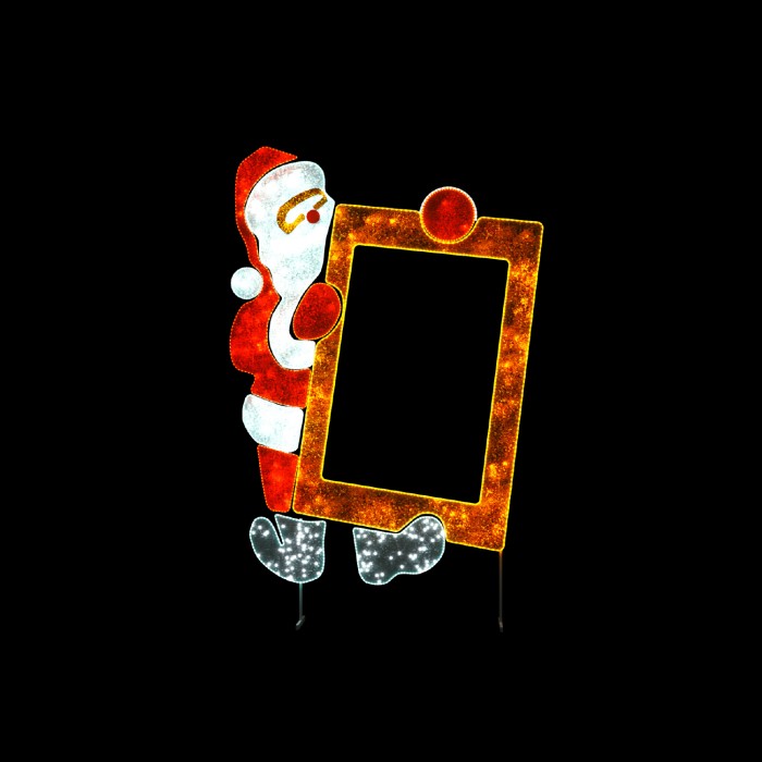 LED SANTA HOLDING PHOTO FRAME FLOOR MOTIF 1500 WW,WHITE&RED STEADY LED 48m ROPE LIGHTS 1,5m CABLE IP65 2770x2000x50mm
