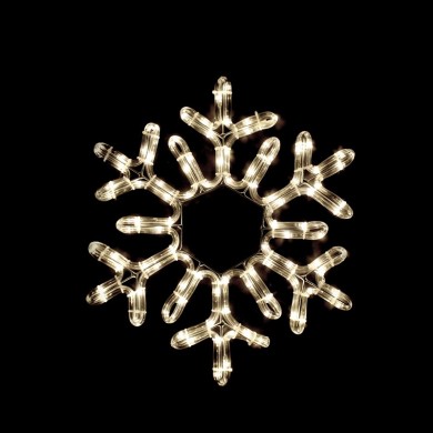  "SNOWFLAKE", 96 LED MOTIF 4m 2-WIRE ROPE LIGHT, WARM WHITE, IP44, 38cm, 1.5m LEAD CABLE 