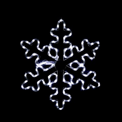 "SNOWFLAKE", 96 LED MOTIF 4m 2-WIRE ROPE LIGHT, COOL WHITE, FLASH CONTROLLER, IP44, 56cm, 1.5m LEAD CABLE 