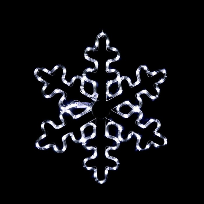 "SNOWFLAKE", 96 LED MOTIF 4m 2-WIRE ROPE LIGHT, COOL WHITE, FLASH CONTROLLER, IP44, 56cm, 1.5m LEAD CABLE 