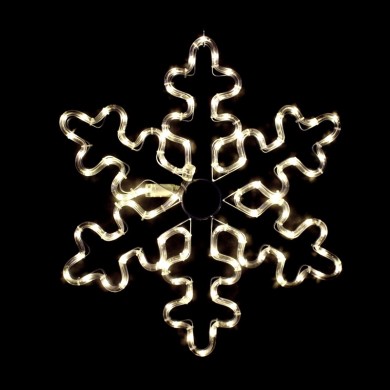  "SNOWFLAKE", 96 LED MOTIF 4m 2-WIRE ROPE LIGHT,WARM WHITE, FLASH CONTROLLER, IP44, 56cm, 1.5m LEAD CABLE 