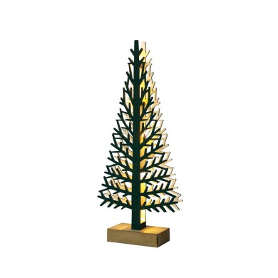 “WOODEN XMAS TREE LIGHT” GREEN TREE- BIG 10 LED LIGHTS WITH BATTERY (2xAAA) WARM WHITE IP20 21x5x47cm 
