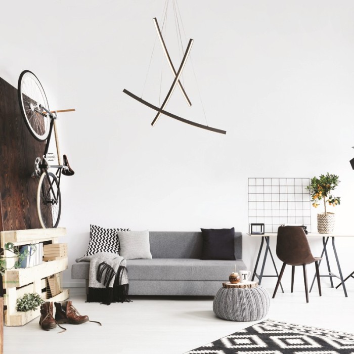 PENDANT LUMINAIRE LED 60W 3000K 4200LM NAAVA BLACK ALUMINUM IP20 102X15X110CM