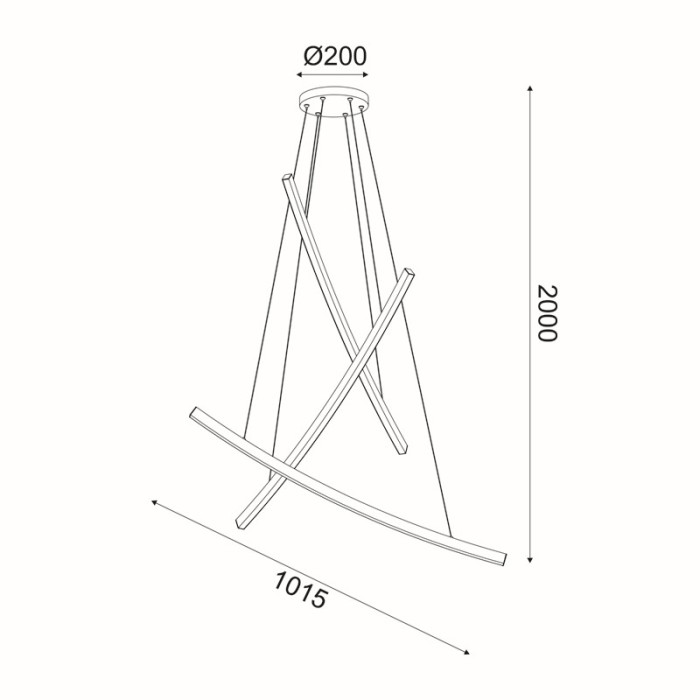 PENDANT LUMINAIRE LED 60W 3000K 4200LM NAAVA BLACK ALUMINUM IP20 102X15X110CM
