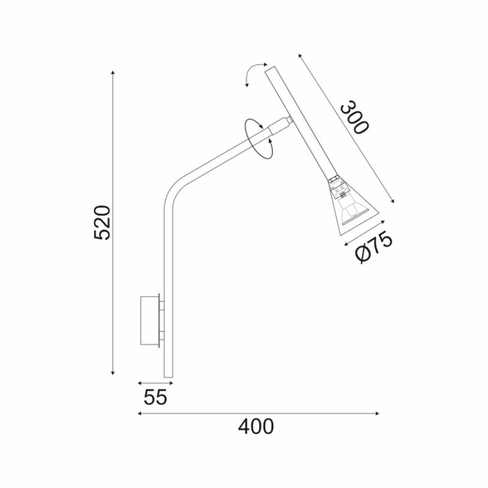 WALL MOUNTED LUMINAIRE 1XGU10 CLOUZOT BLACK METAL IP20 40X52X8CM