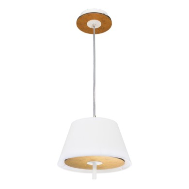 NETTO PENDANT LUMINAIRE 1ΧE27 ANTIQUE BRASS MDF + WHITE METAL + FABRIC Φ39XH80CM