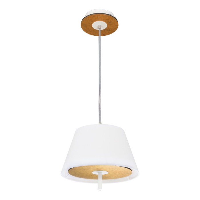 NETTO PENDANT LUMINAIRE 1ΧE27 ANTIQUE BRASS MDF + WHITE METAL + FABRIC Φ39XH80CM