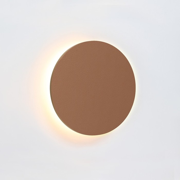 NETTO WALL MOUNTED LUMINAIRE LED 10W 3000Κ 800LM LIGHT BROWN LEATHER MDF CIRCLE Φ22ΧΗ3,6CM ECLIPSE