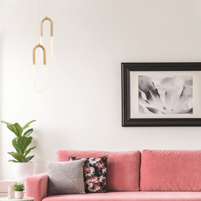 PENDANT LAMP LED 8W 3000K 560LM VENUS BRASS METAL IP20 15Χ2,3ΧH230CM