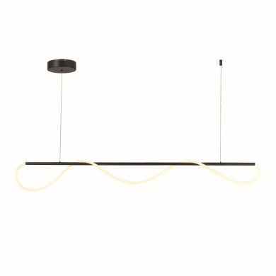 PENDANT LAMP LED 60W 3000K 3300LM WAVE BLACK METAL IP20 190Χ6XΗ215CM 