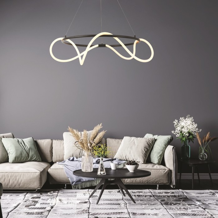 KYMA-ΦΩΤΙΣΤΙΚΟ ΚΡΕΜΑΣΤΟ ΜΑΥΡΟ ΜΑΤ ΜΕΤΑΛΛΙΚΟ LED SMD 60W 3000Κ 3400LM IP20 Φ800Χ2300ΜΜ