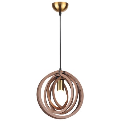 PENDANT LUMINAIRE 1ΧΕ27 LIGHT BROWN LEATHER MDF D29XH100CM TRITON