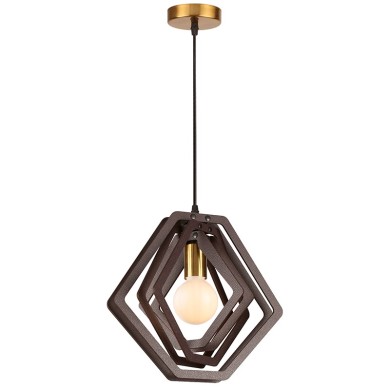 NETTO PENDANT LUMINAIRE 1ΧΕ27 DARK BROWN LEATHER MDF D34XH100CM TRITON