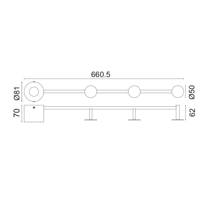 NETTO WALL MOUNTED LIGHTING 1ΧE27 BLACK METALLIC 66Χ7Χ8CM VALENTINO