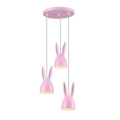 PENDANT LUMINAIRE 3ΧΕ27 PINK META D35XH100CM BUNNY
