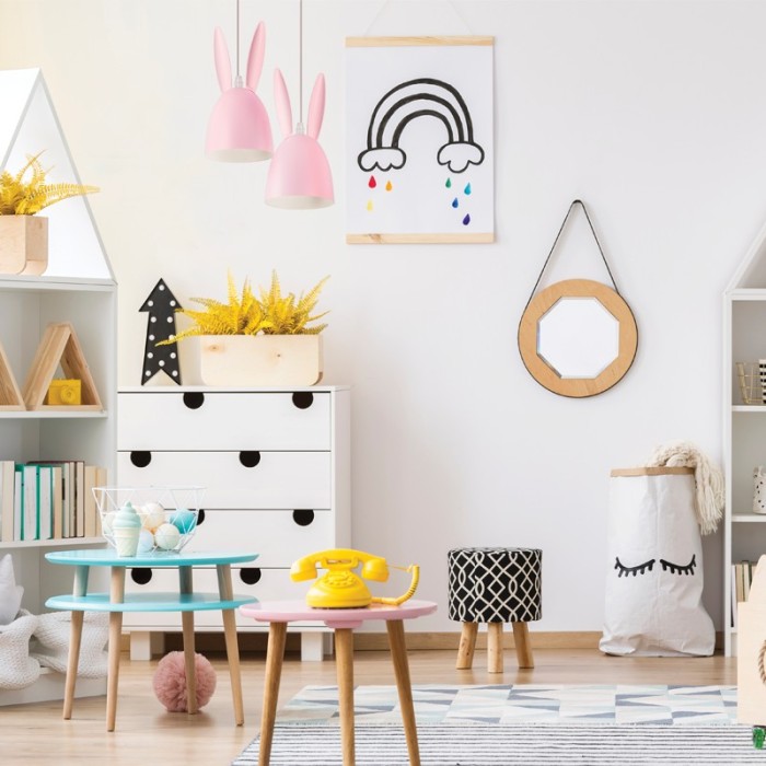 PENDANT LUMINAIRE 3ΧΕ27 PINK META D35XH100CM BUNNY