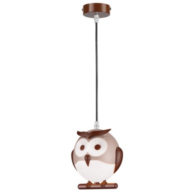 NETTO PENDANT LUMINAIRE 1XE14 BROWN PLASTIC OWL 15Χ13,5ΧΗ80CM KOKKA
