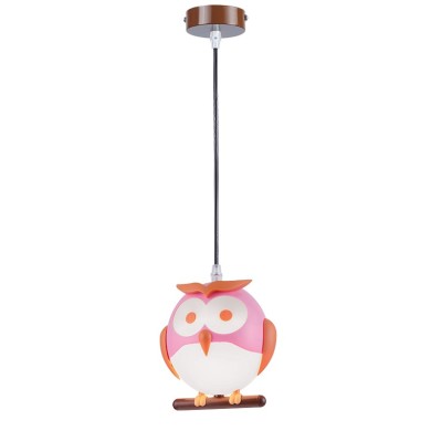 NETTO PENDANT LUMINAIRE 1XE14 PINK PLASTIC OWL 15Χ13,5ΧΗ80CM KOKKA