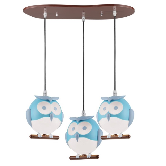 NETTO PENDANT LUMINAIRE3XE14 BLUE PLASTIC OWL 50Χ30ΧΗ100CM KOKKA
