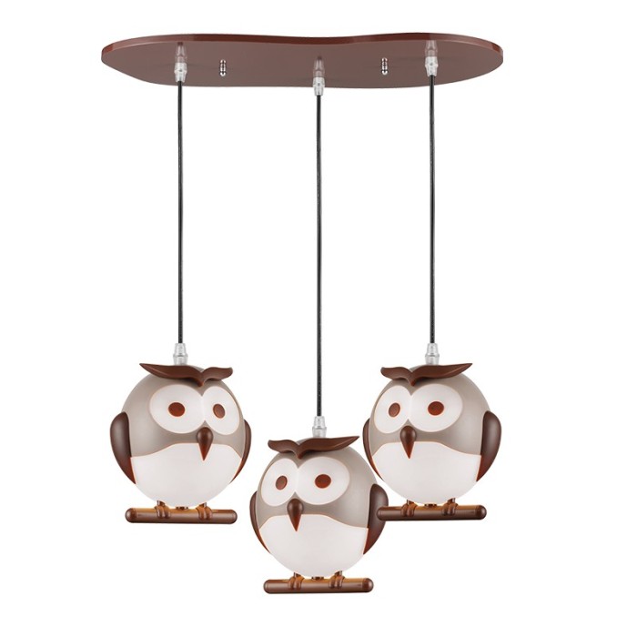 NETTO PENDANT LUMINAIRE 3XE14 BROWN PLASTIC OWL 50Χ30ΧΗ100CM KOKKA