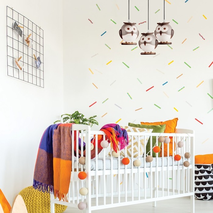 NETTO PENDANT LUMINAIRE 3XE14 BROWN PLASTIC OWL 50Χ30ΧΗ100CM KOKKA