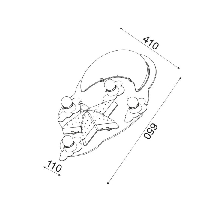 NETTO CEIL LUMINAIRE 4XE27+2XE14 BLUE PLASTIC+MDF SKY 67Χ43Χ11CM DREAMS