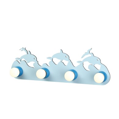 NETTO WALL LUMINAIRE 4XE27 BLUE METALLIC+MDF FOREST 51Χ17Χ13,5CM