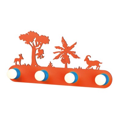 NETTO WALL LUMINAIRE 4XE27 ORANGE METALLIC+MDF JUNGLE 51Χ24,3Χ13,5CM