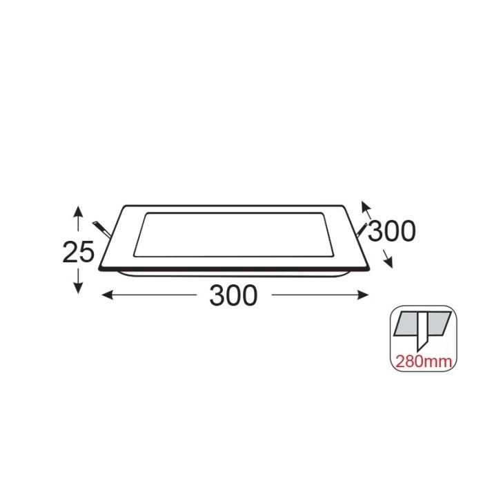 Υ/Κ LED PANEL ΧΩΝ. ΤΕΤΡ. 26W 3.000K 1940Lm 230V 300mm Ra80