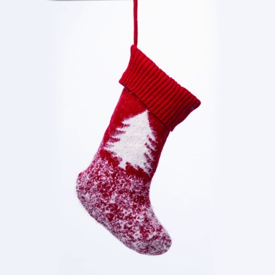 XMAS STOCKING RED COLOR DECORATIVE (TREE) 20*46cm