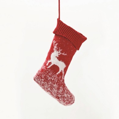 XMAS STOCKING RED COLOR DECORATIVE (REINDEER) 20*46cm