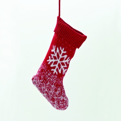 XMAS STOCKING RED COLOR DECORATIVE (SNOWFLAKE) 20*46cm