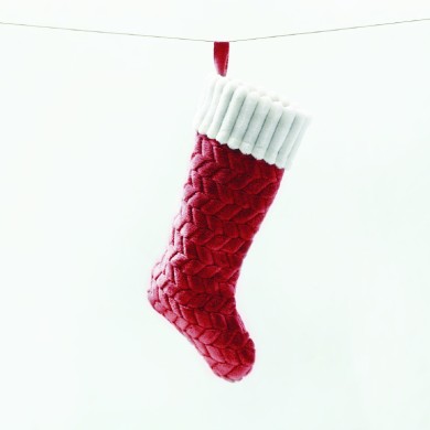 XMAS STOCKING VELVET RED COLOR WHITE FUR DECORATIVE 20,5*44,5cm