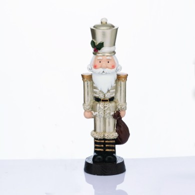 NUTCRACKER RESIN SOLDIER WITH MISTLETOE  CHAMPAGNE 23cm