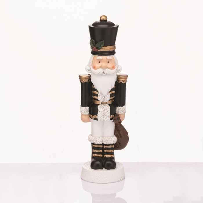 NUTCRACKER RESIN SOLDIER WITH MISTLETOE  BLACK 23cm