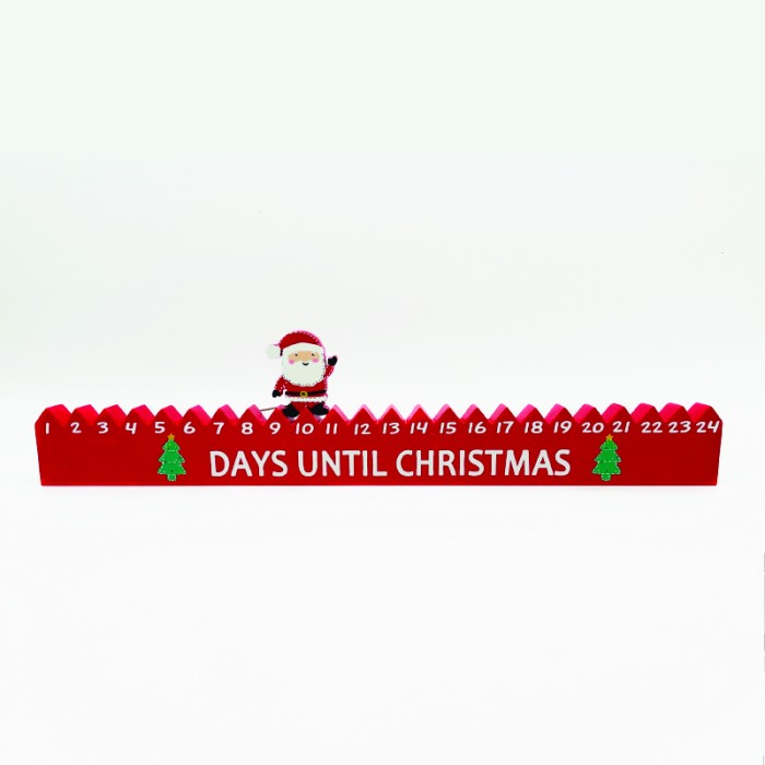 WOODEN CALENDAR WITH SANTA DECORATIVE 45.5x2.5x11cm