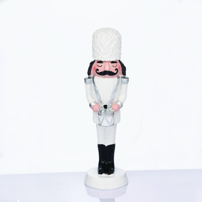 NUTCRACKER SOLDIER WITH DRUM WHITE 23cm