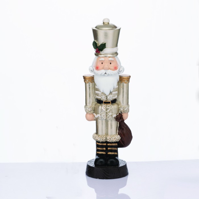 NUTCRACKER RESIN SOLDIER WITH MISTLETOE  CHAMPAGNE 35cm