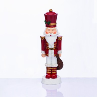NUTCRACKER RESIN SOLDIER WITH MISTLETOE  RED 35cm